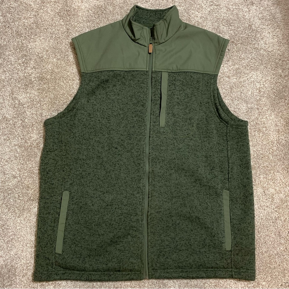 Mens George Sweater Fleece Vest Zips Army Olive Green XL 46-48 Pockets Warm